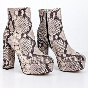 Vince Camuto Women Leslieon Snake Print Leather Platform Heel Ankle Boots Sz 8